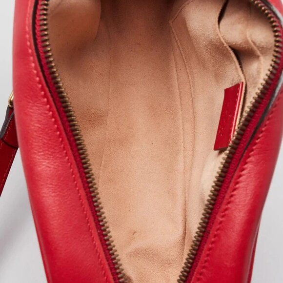 Gucci Red Quilted Leather Marmont Metalasse Small Camera Bag - Picture 9 of 12